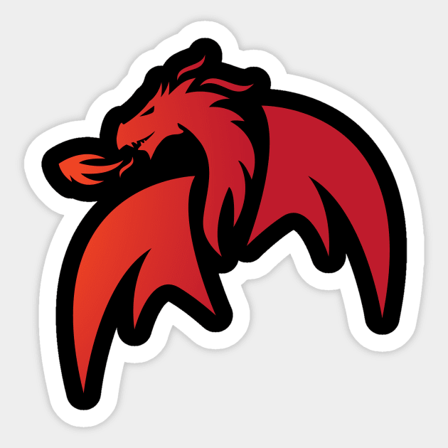 Dragon Head Silhouette Red Gradient Color Sticker by Pastel Potato Shop